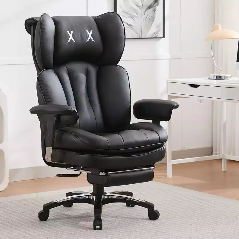 Ergonomic Big & Tall Office Chair – High Back PU Leather Executive Desk Chair with Footrest & Lumbar Support