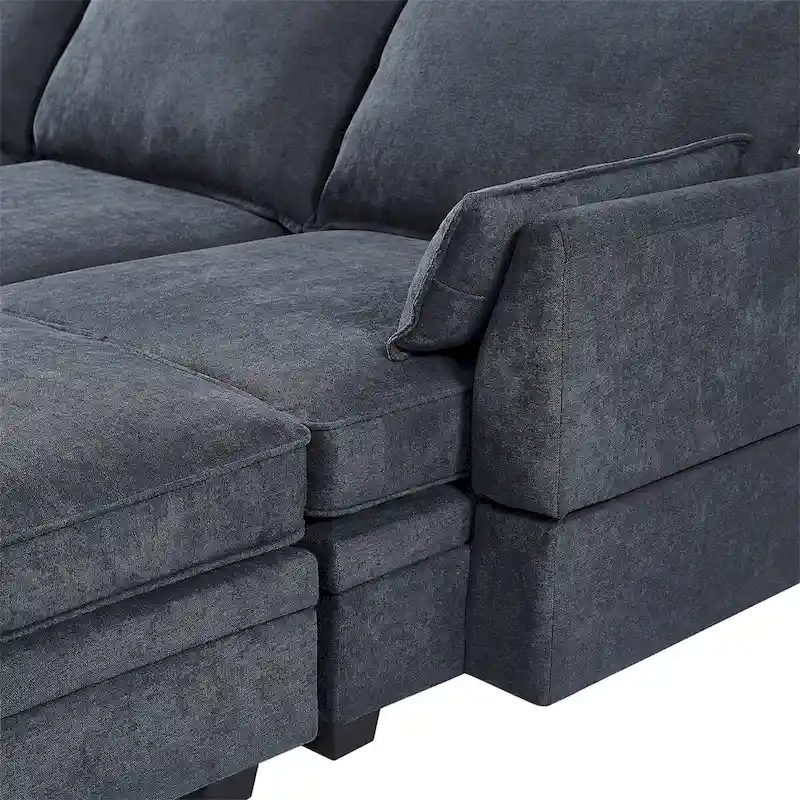 Merax U-Shape Convertible Modular Sectional Sofa Bed with Reversible Chaise
