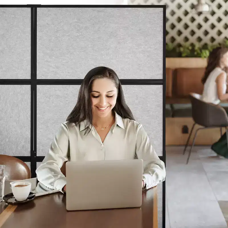 VEVOR Office Divider, 2 Panel Office Partition, Office Divider Wall Partition & Privacy Divider Reduce Noise and Room Separation, Light Grey