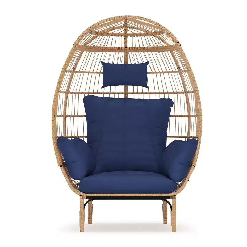 Egg Chair Wicker Outdoor Chairs, Oversized Patio Chair Oversized Lounger Chair with Cushion for Indoor Living Room, Bedroom, Outside Patio Backyard