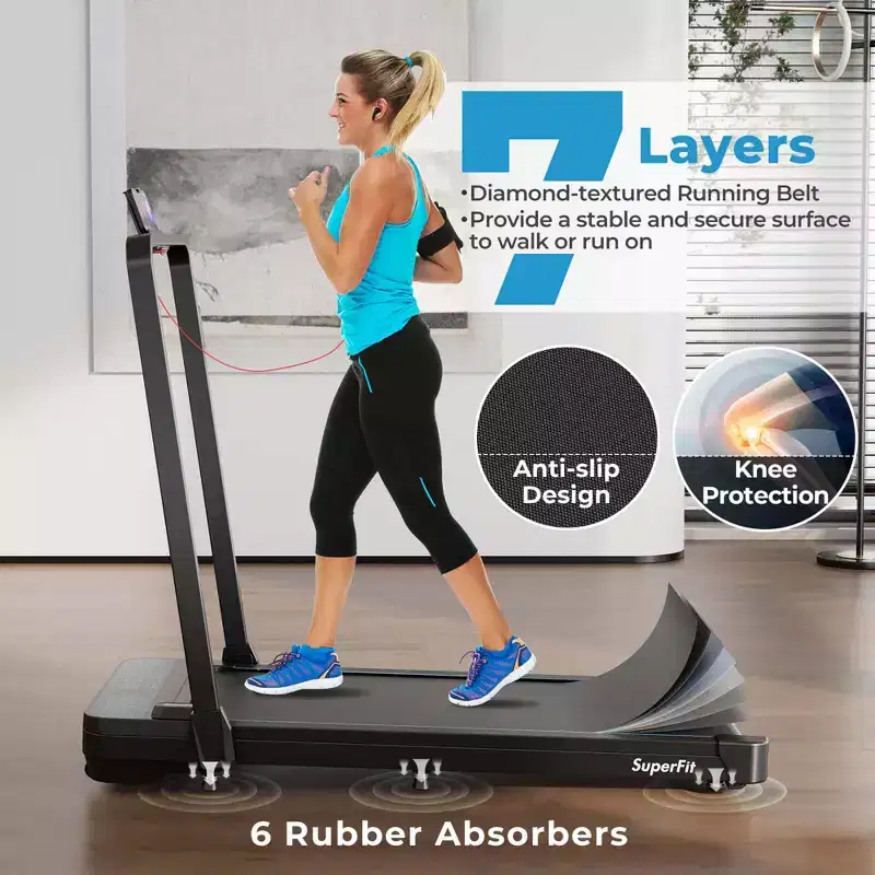 Costway 2 in 1 Folding Treadmill Walking Pad with Remote & APP Control and LED Display