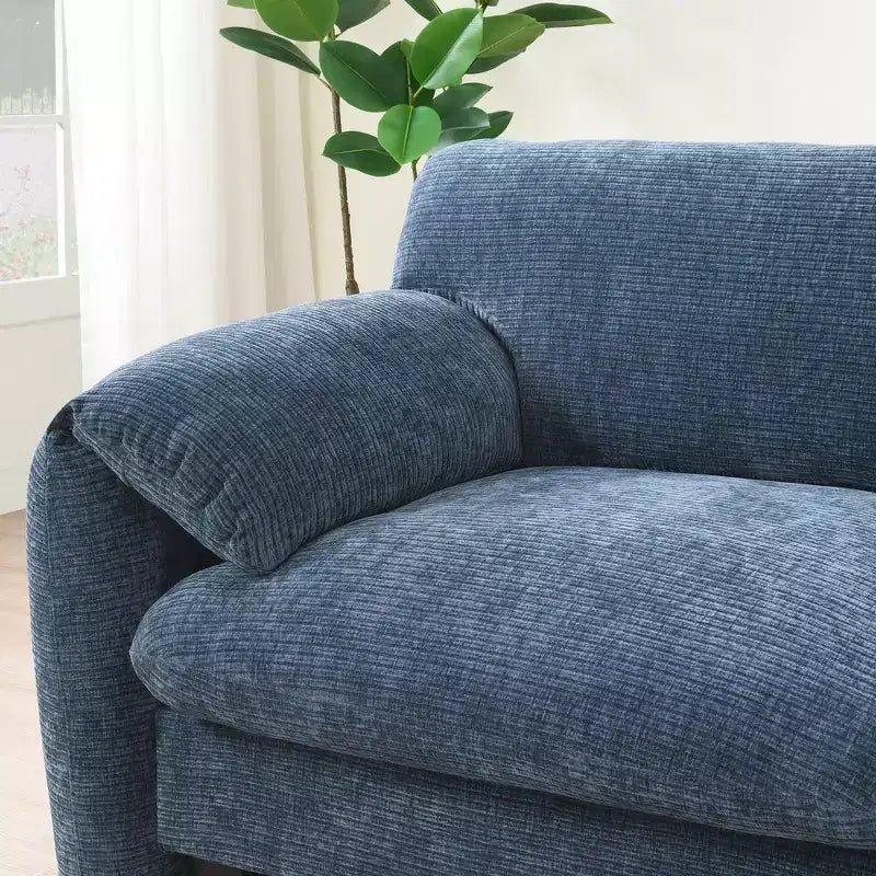 EHMKNP 108 L-Shaped Modular Sectional Sofa with Extra Wide 31.5 Seats, Movable Ottoman, Striped Chenille Fabric