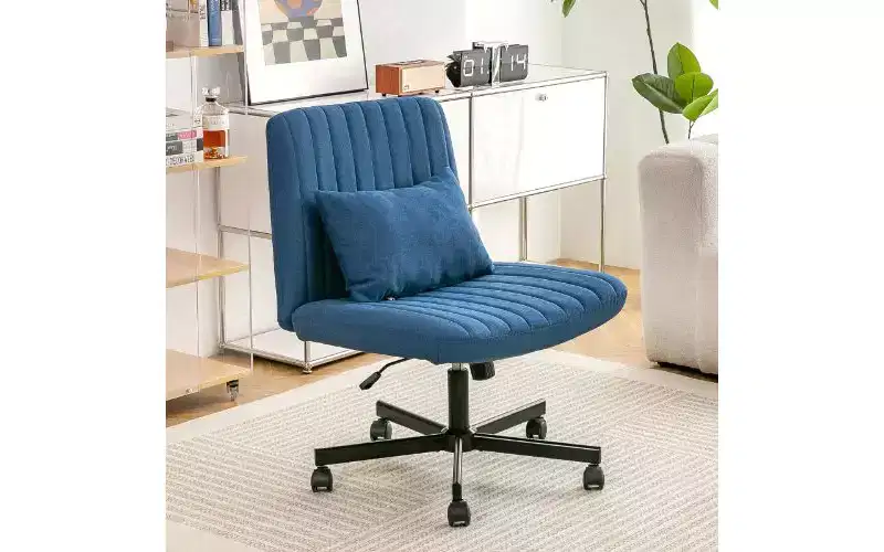 Modern Linen Swivel Criss Cross Chair, Ergonomic Office Chair, Height Adjustable Home Office Desk Chair, Versatile Armless Chair with Wheels
