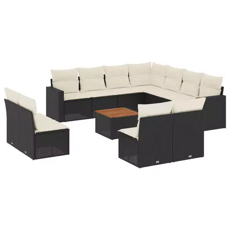 vidaXL Garden Sofa Set Black PE Rattan Large Modular Garden Sofa Set