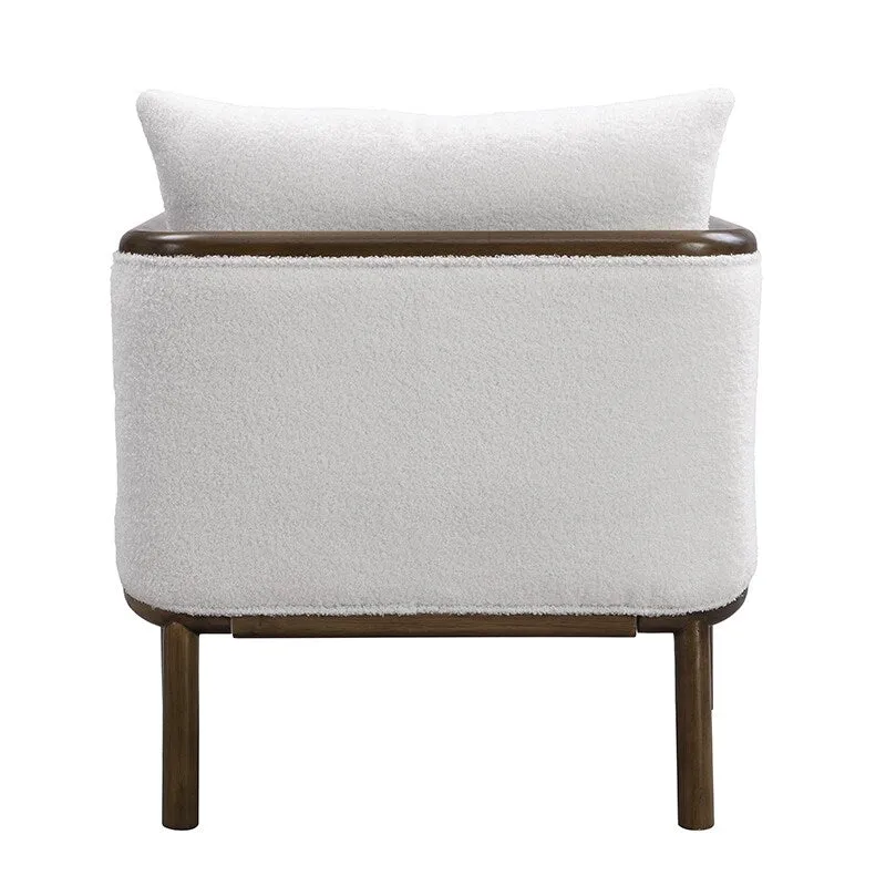 Sherpa Fabric Accent Chair Set of 2, Upholstered Armchair with Solid Wood Frame