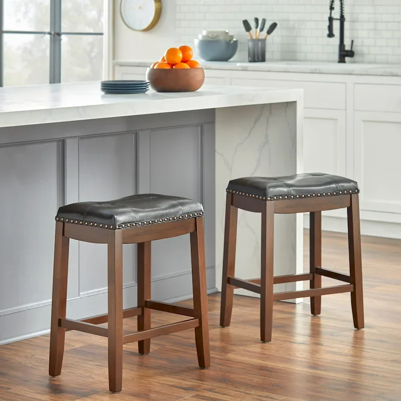 Set of 2 Padded Saddle Counter Stools 24