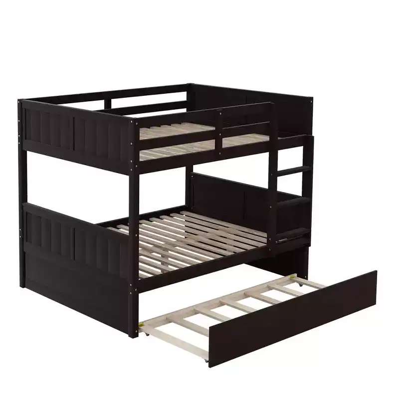 Whisen Full Over Full Wooden Bunk Bed with Twin Size Trundle