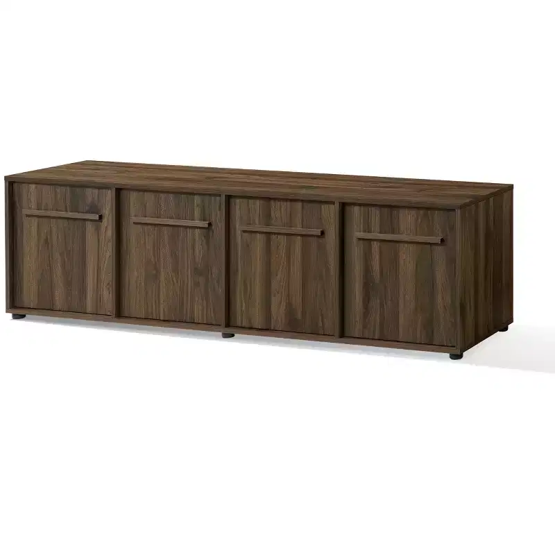 LuxenHome 70.9 Walnut TV Stand for Living Room, Wood Media Console for TVs up to 75, Low-Profile Entertainment Center Brown