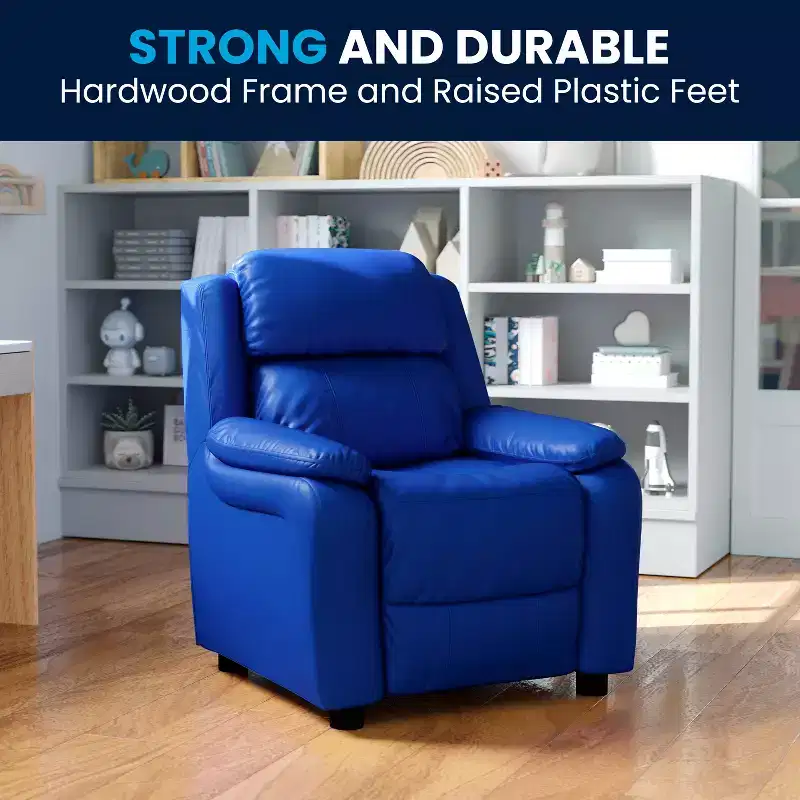 Flash Furniture Deluxe Padded Contemporary Kids Recliner with Storage Arms