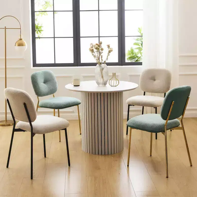 5 PCS Dining Set for 4, Modern Dining Table Set with 4 Upholstered Dining Chairs, Turquoise & Beige & White - ModernLuxe