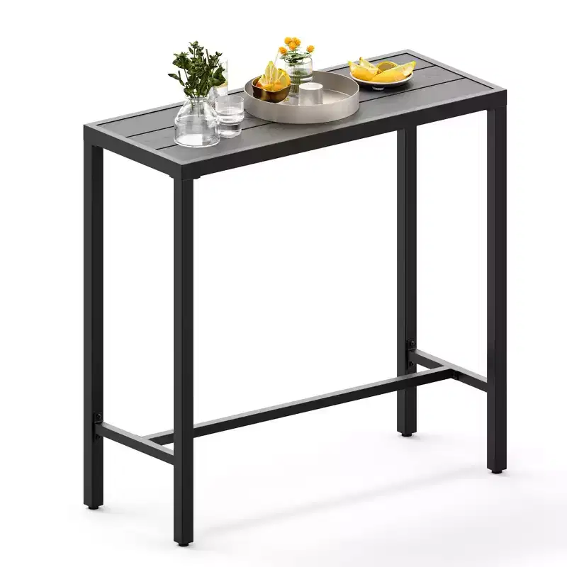 Outdoor Counter Height Bar Table with Weather Resistant Waterproof Top, Patio High Pub Table for Balcony, Garden, Yard, Poolside