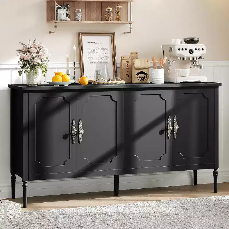 59 Inch Wide Buffet Cabinet, Kitchen Storage Cabinet, Wood Console Table, Coffee Bar Decorative Cabinet for Living Room Dining Room Entryway
