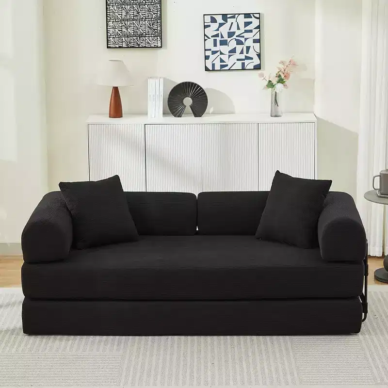 TUYOHW Corduroy Convertible Sofa Bed,Sleeper Couch with 2 Pillows,Flexible Combination,Futon Couch for Living Room,Office,Apartment