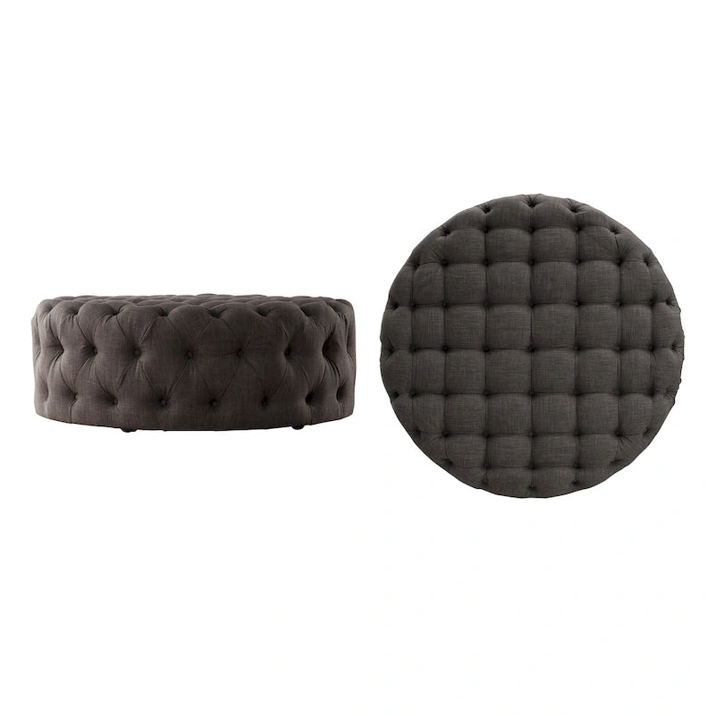 Round Tufted Ottoman with Casters