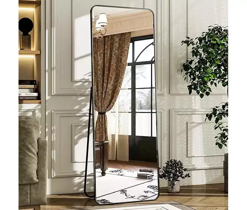Aluminum Alloy Frame Rectangle Full Length Mirrors 64x21,Black
