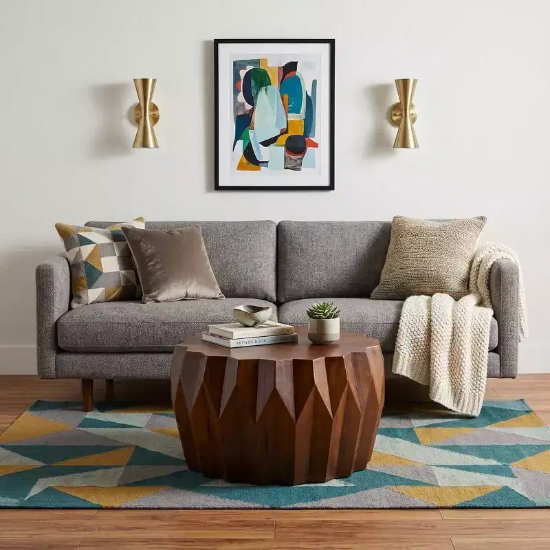 Brown Octagon Solid Wood Coffee Table, 1-Piece