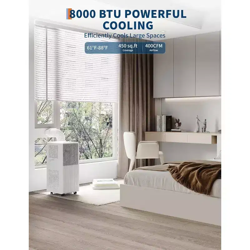 Garvee 8000 BTU Portable Air Conditioner with Remote, 3-in-1 AC Unit Quiet Sleep Mode Energy Efficient Cooling Fan Window Kit
