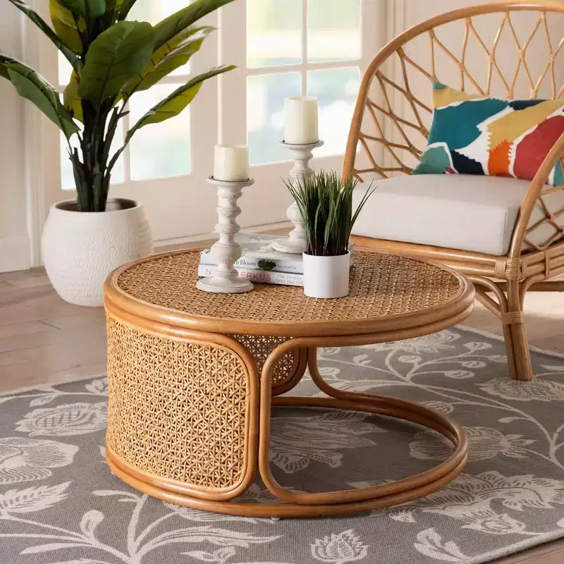 bali & pari Eldon Rattan Coffee Table Honey