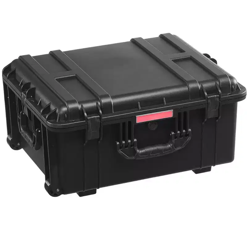 Weatherproof Hard Case, Heavy Duty Protective Dry Box Case with Pre-Cut Foam, Wheels & Retractable Pull Handles for Travel, Hunt, Black