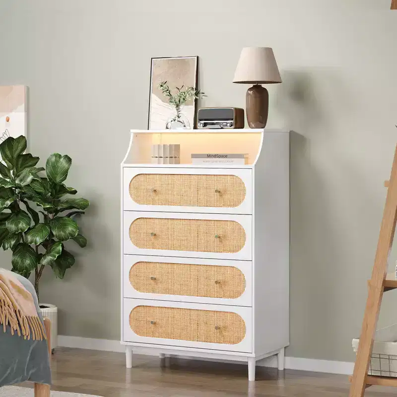 4-Drawer White Particle Board 29.92 in. W Chest of Drawers