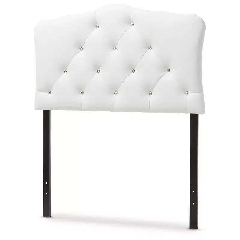 Twin Myra Modern And Contemporary Faux Leather Upholstered Button Tufted Scalloped Headboard White - Baxton Studio