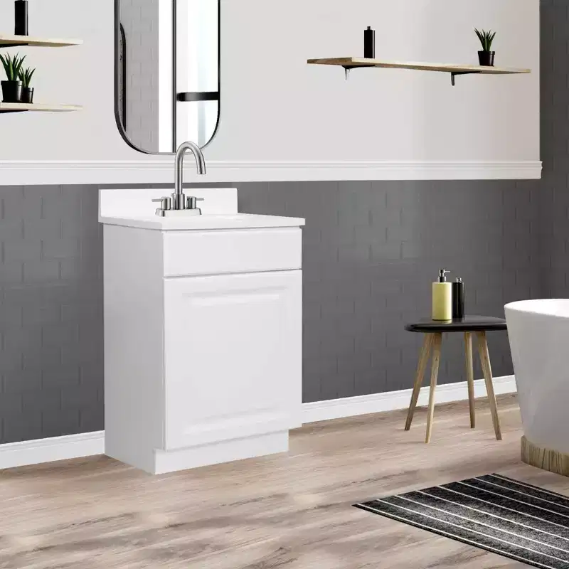 Plywood Bathroom Vanity with Cultured Marble Top 34.19''H x 19''W x 17''D