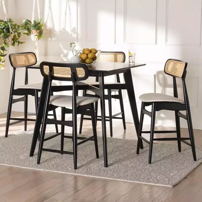 Tarana Mid-Century Modern Wood 5-Piece Pub Set