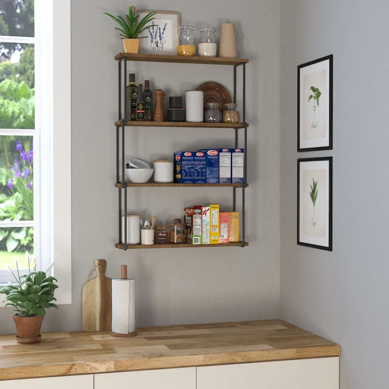24x4.5 Living Room Shelf, Kitchen Shelf Decor, Walnut
