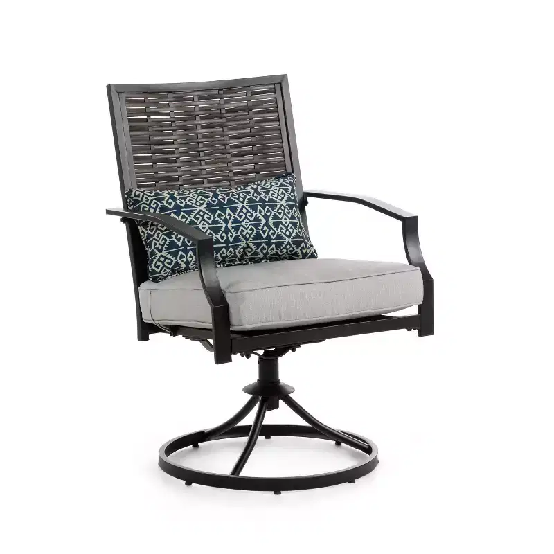 Greemotion 2pk Sintra Outdoor Swivel Rocking Patio Chair Set with Blue Lumbar Pillow Gray: Steel Frame, Fade & UV Resistant