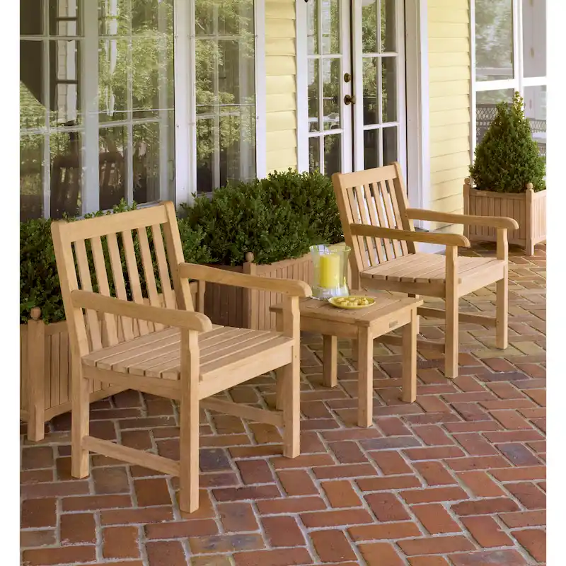 Oxford Garden Classic 3-Piece Natural Chair and End Table Set