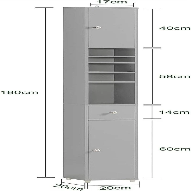 Black Bathroom Tall Cabinet - 7.87D x 7.87W x 70.87H