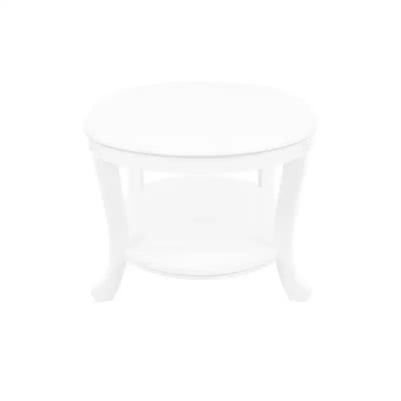 Dermott Traditional Oval Coffee Table with Bottom Shelf Rustic White - Powell