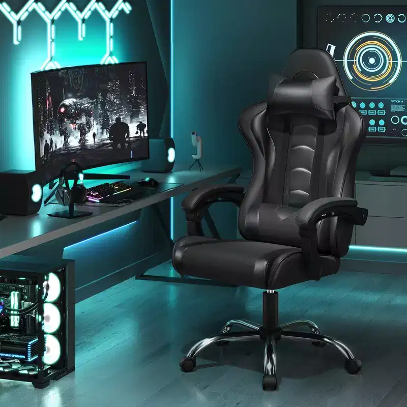 Yaheetech PU Leather Ergonomic Gaming Chair Executive Computer Chair with Padded Armrests