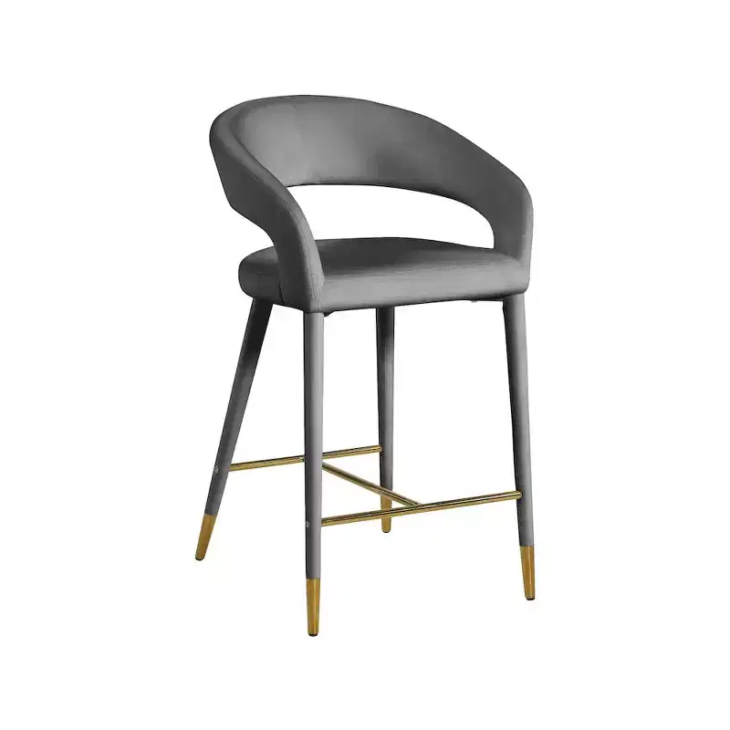 Meridian Furniture,Destiny Grey Velvet Stool