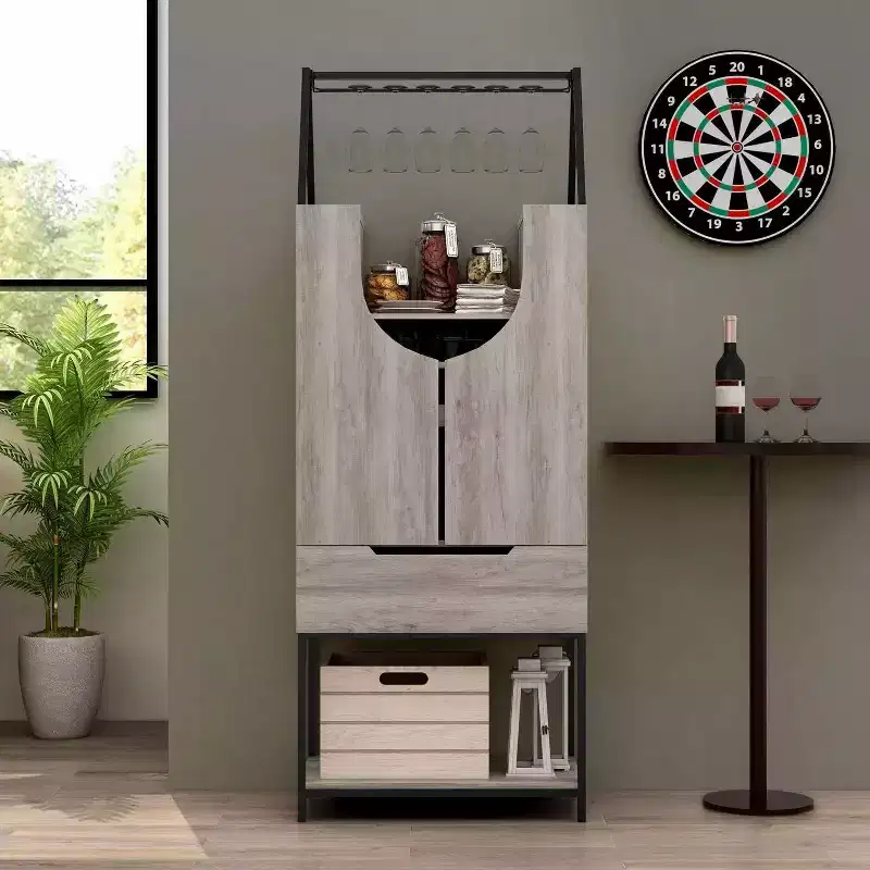 Multi Storage Wine Cabinet Vintage Gray