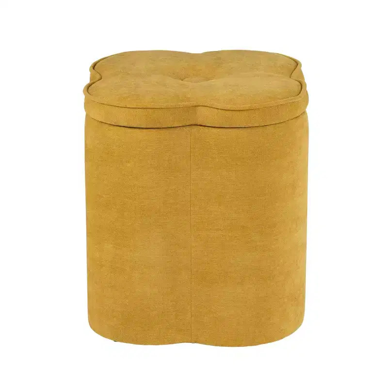 Crestview Collection Yellow Upholstered Flower Ottoman with Storage