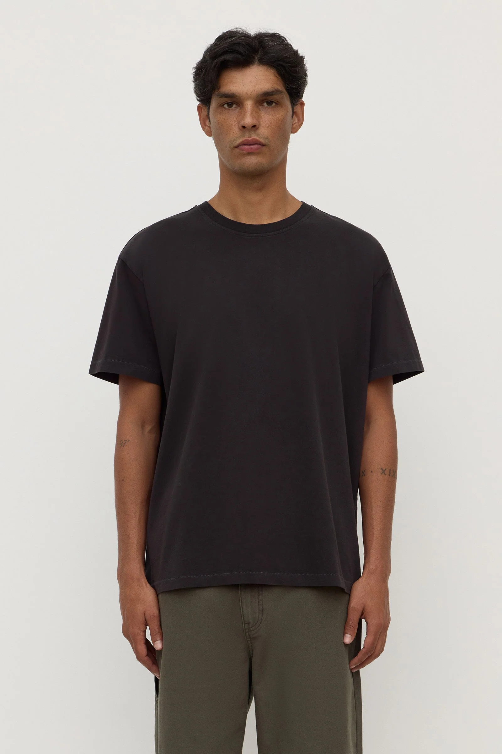 Washed Black Cropped Cotton Tee