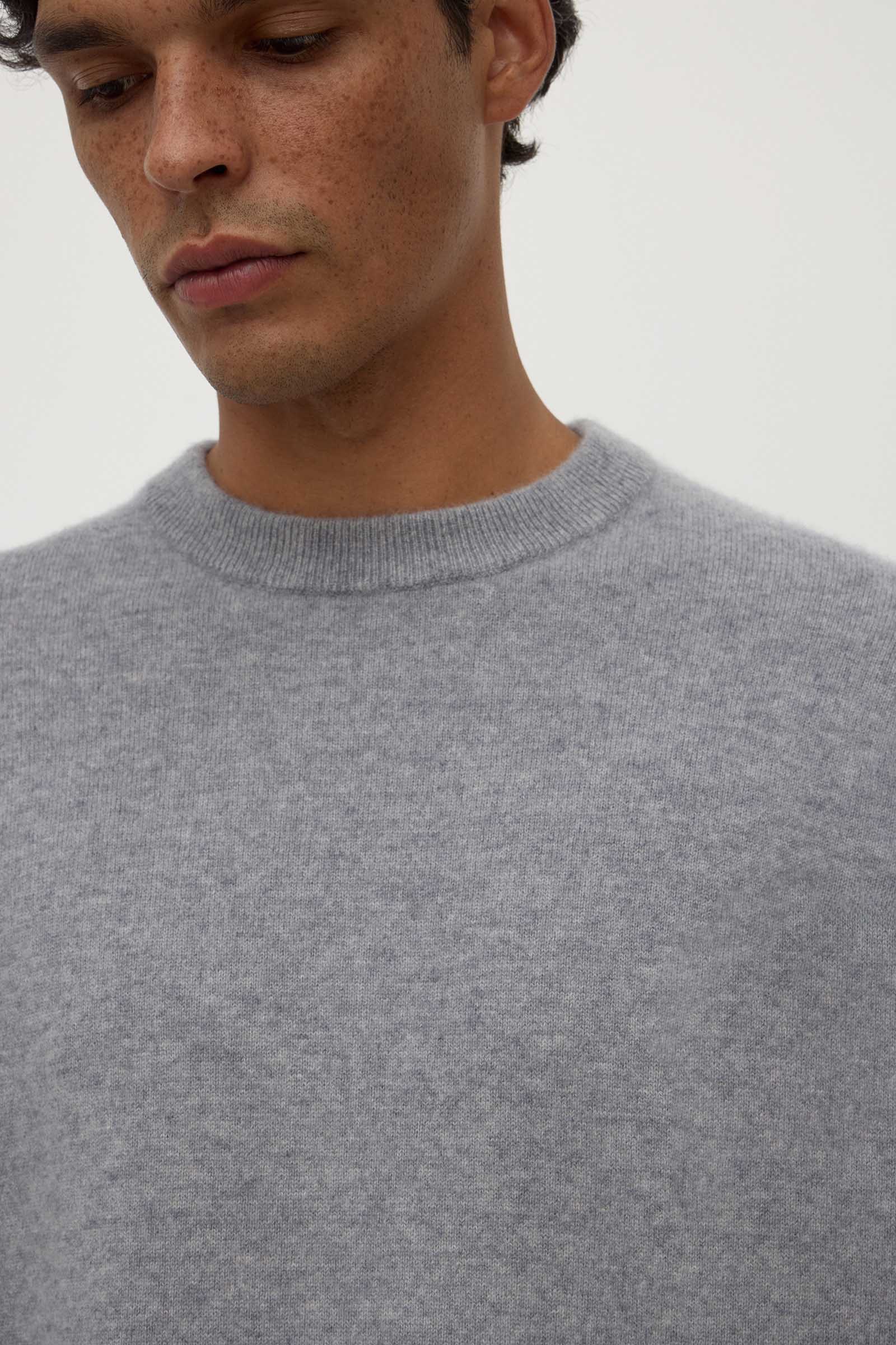 Grey Marle Crew Neck Cashmere Knit