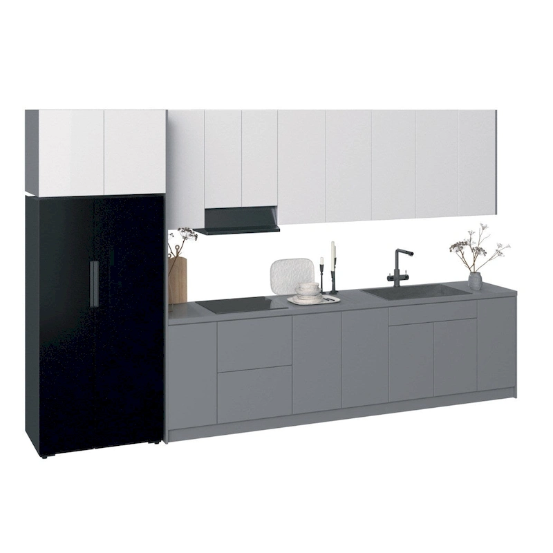 Kitchen Timeless Collection Gray & White Gloss Color Base Size 13Ft Wide - 157x24