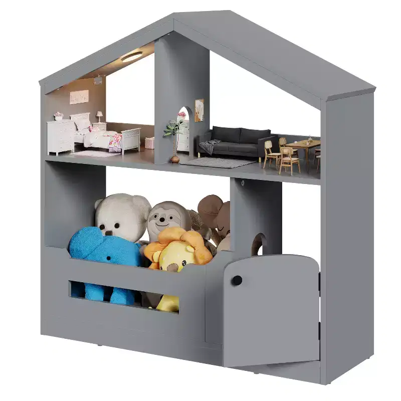2-Tier Kids Bookshelf and Toy Storage Organizer,Wooden Book Shelf, Book Shelf for Kids Rooms, Childrens Book Storage Display for Bedroom Classroom