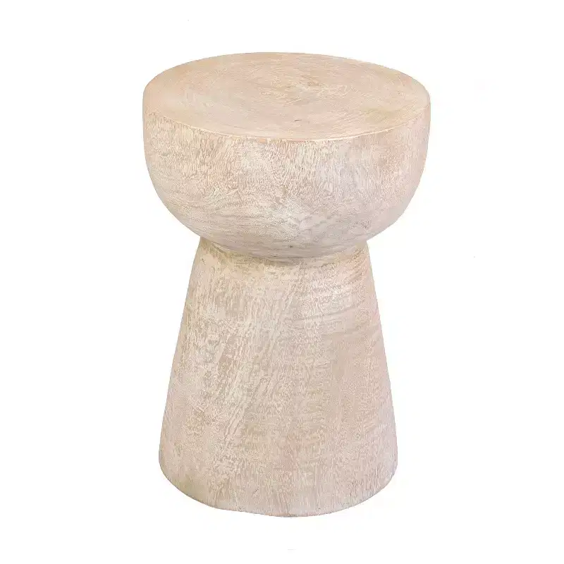 Olivia Side Table Natural - East at Main: Solid Wood, Whitewashed, Farmhouse Boho Decor, No Assembly Required