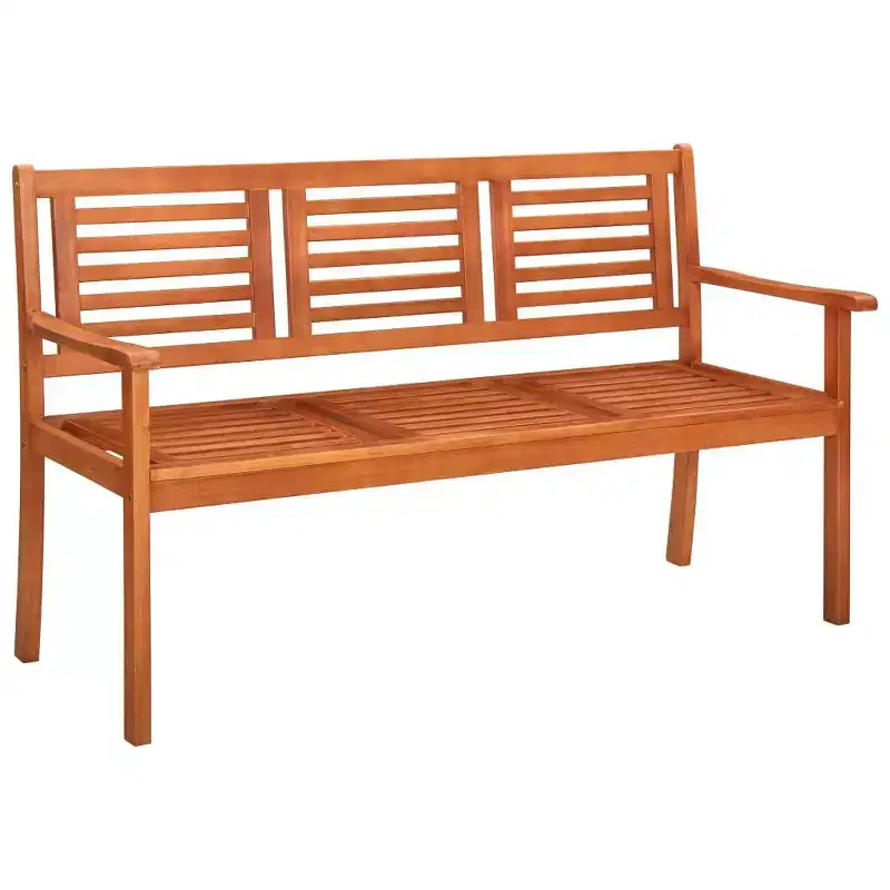vidaXL 3-Seater Outdoor Patio Bench with Cushion, Sustainable Eucalyptus Construction, Comfortable Ergonomic Design, w/ Royal Blue Cushion