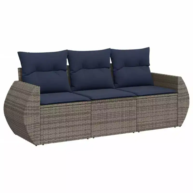 vidaXL Patio Sofa Set with Cushions Poly Rattan