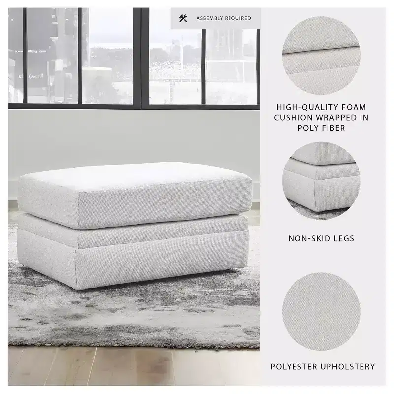 Signature Design by Ashley Maitelynn Ottoman, Chalk White Upholstered Footrest with Modern Cushion Design