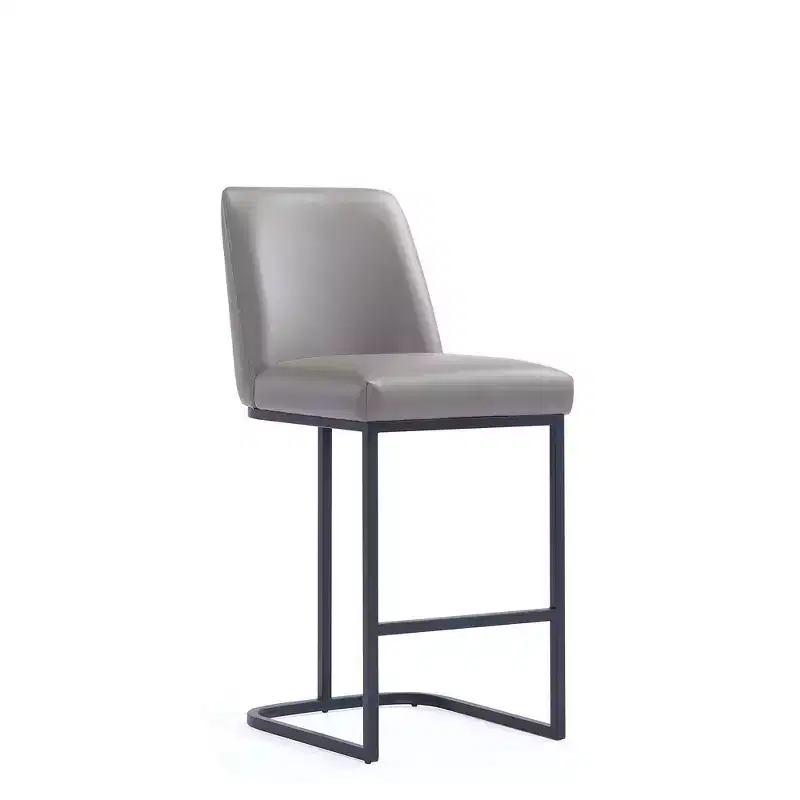 Leatherette Upholstered Metal Counter Height Barstool, Modern Kitchen or Bar Stool
