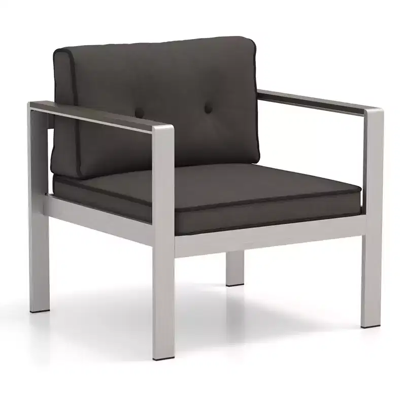Costway Patio Aluminum Armchair Outdoor Single Sofa Chair with Cushions & Armrests Lawn