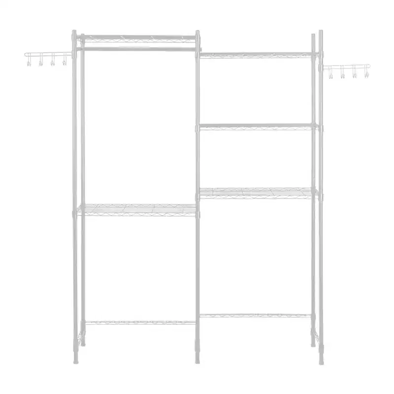 VEVOR Over Washer and Dryer Storage Shelves, 5 Tiers Laundry Room Drying Rack with Hanger Rod and Hooks, Two Rows Adjustable Washer Shelves, White