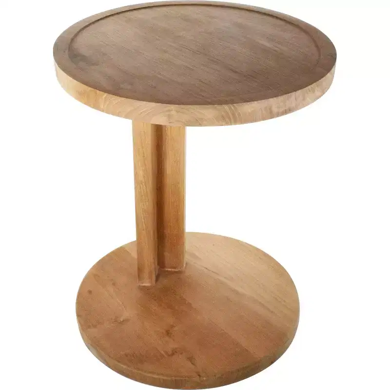 Nordic Teak Natural C Shaped Side Table - Beige
