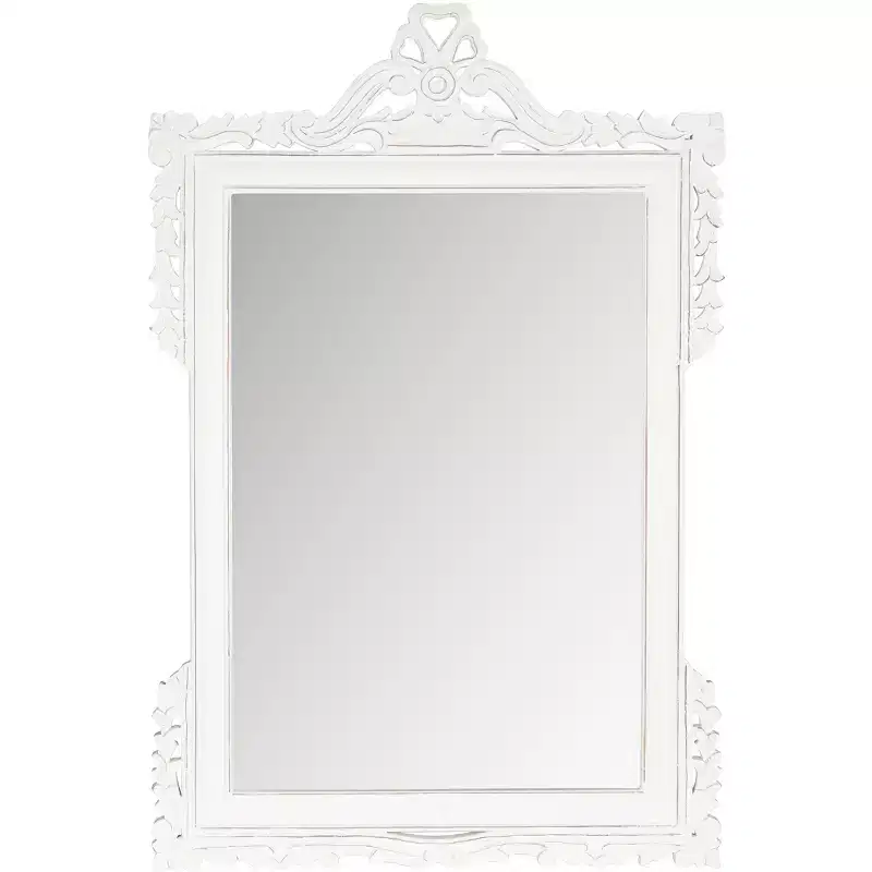 Pediment Wall Mirror 31 x 47, Gold MDF Frame, Elegant Decorative Mirror
