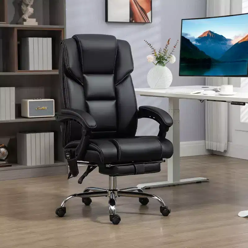 Okak Massage Computer Chair with 6 Vibration Points and Heat, Office Chair with Footrest and Tilt Function, Comfy Chair for Study, Office